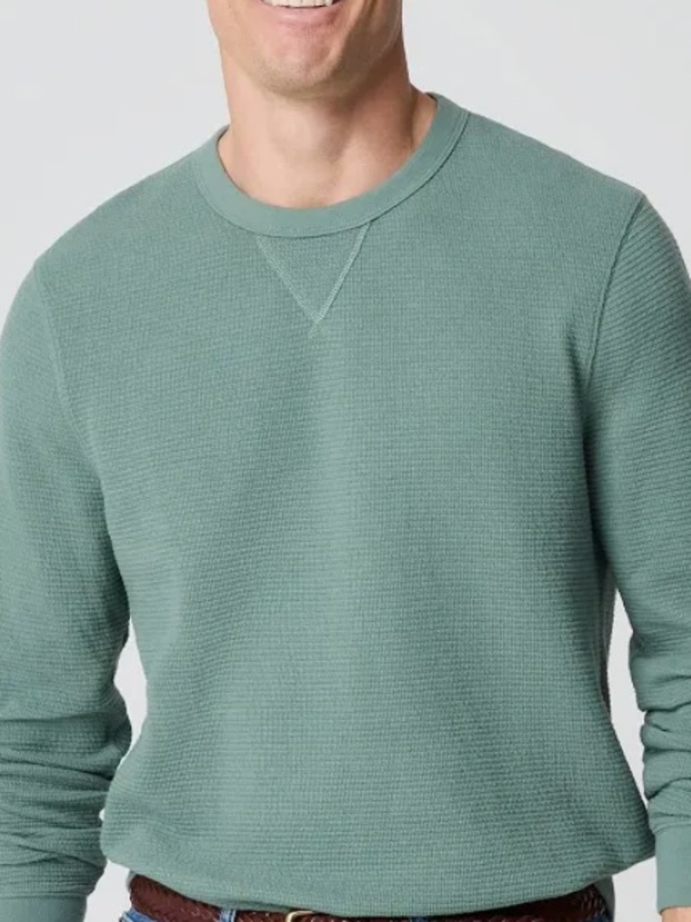 J. Crew Olive Green Waffle-Knit Crewneck pullover tee